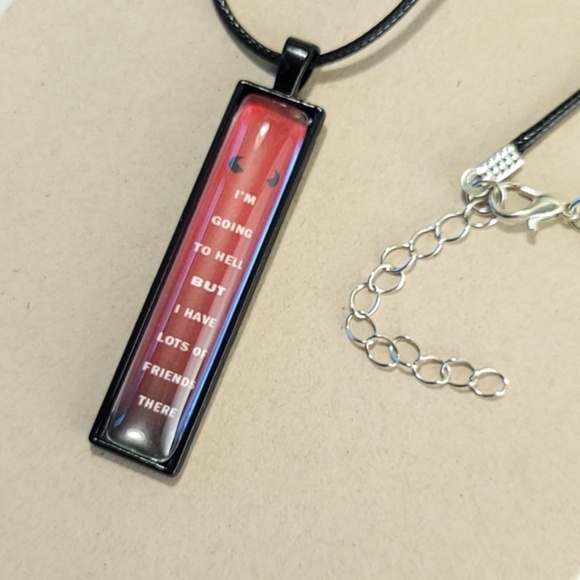 GOING TO HELL Tiny Message Vertical Pendant Necklace - Picture 6 of 10